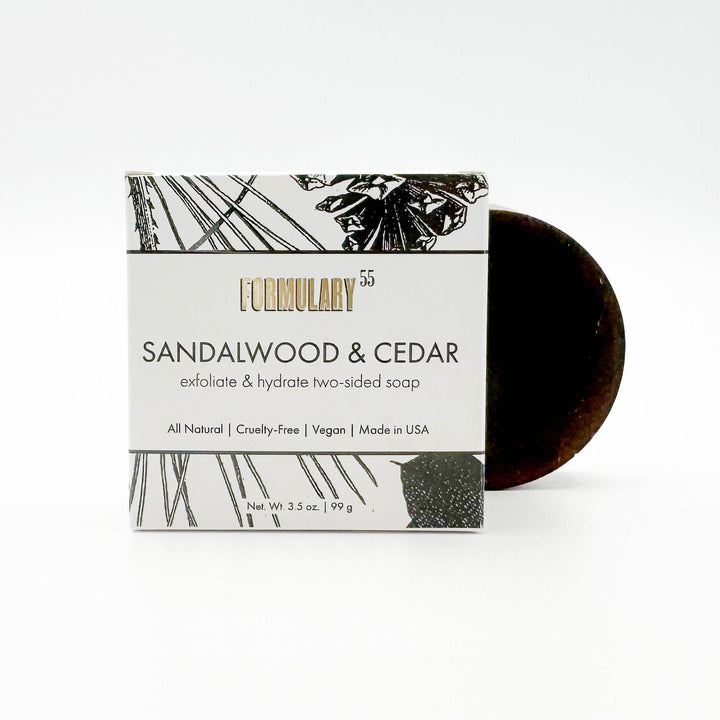 Sandalwood & Cedar: Exfoliate & Hydrate Double Soap