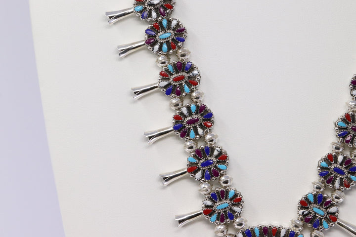 Reversible Native American Sterling Silver Turquoise Earring and Necklace Set