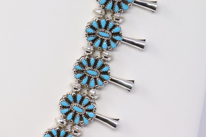 Reversible Native American Sterling Silver Turquoise Earring and Necklace Set