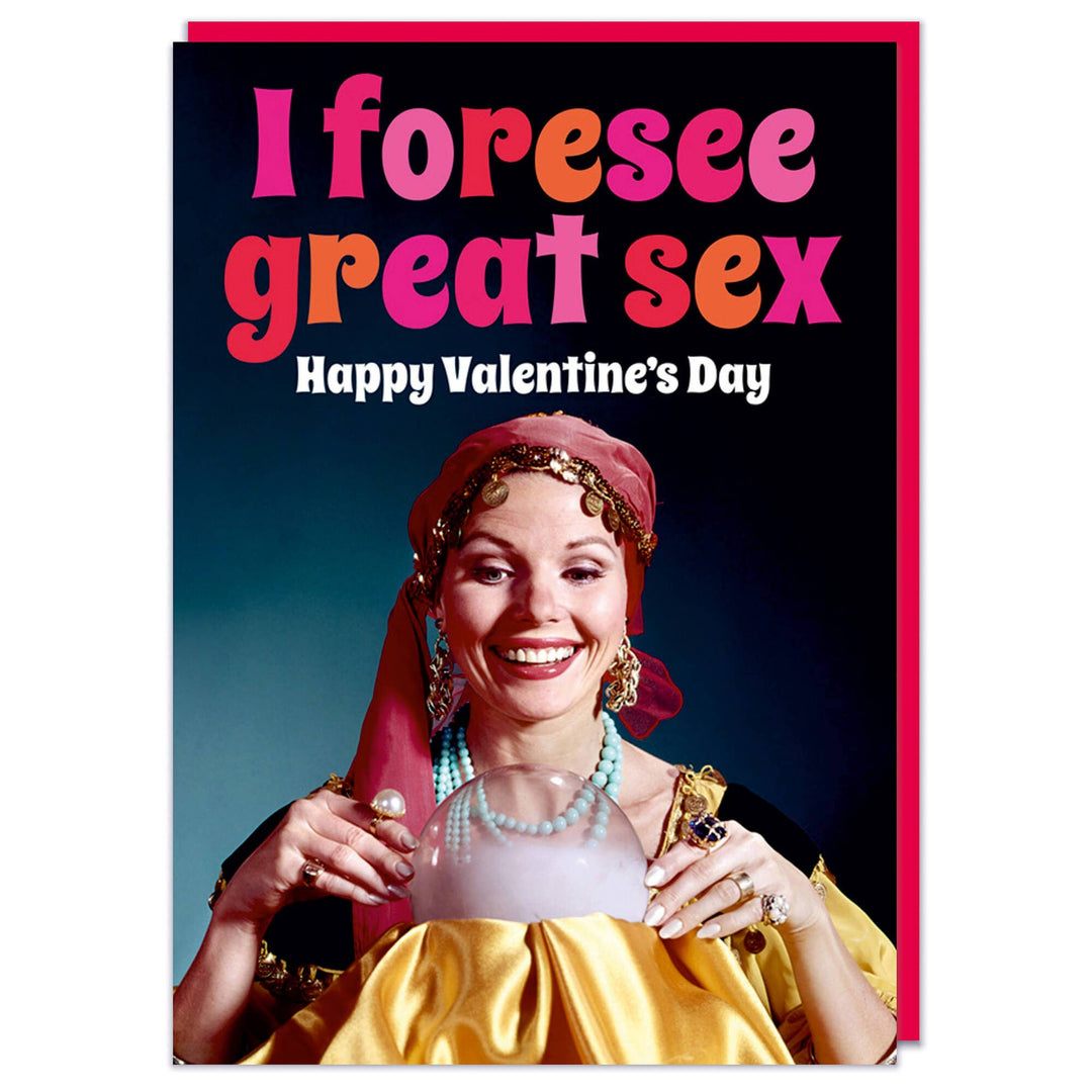 I foresee great sex Valentine's Day Greeting Card