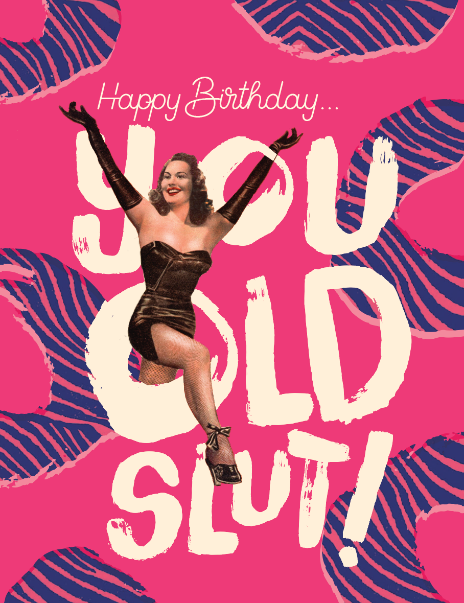 ZEBRA SLUT! birthday card