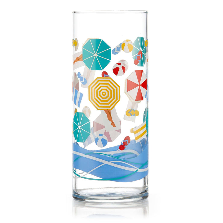 Libbey Vintage Beach Scene Cooler Glasses, 16oz, Set of 4