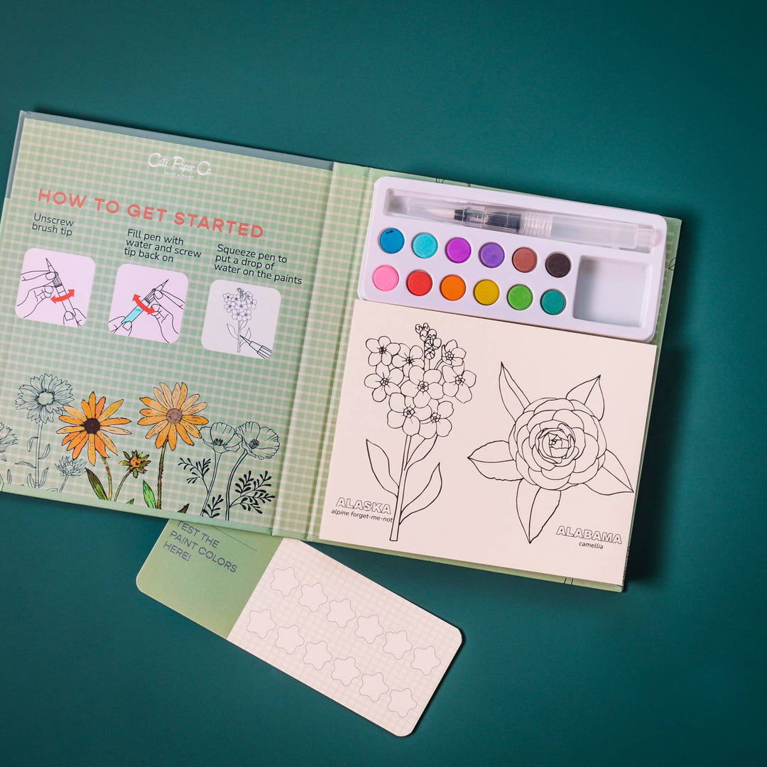 Watercolor Book and Paint Set - State Flowers