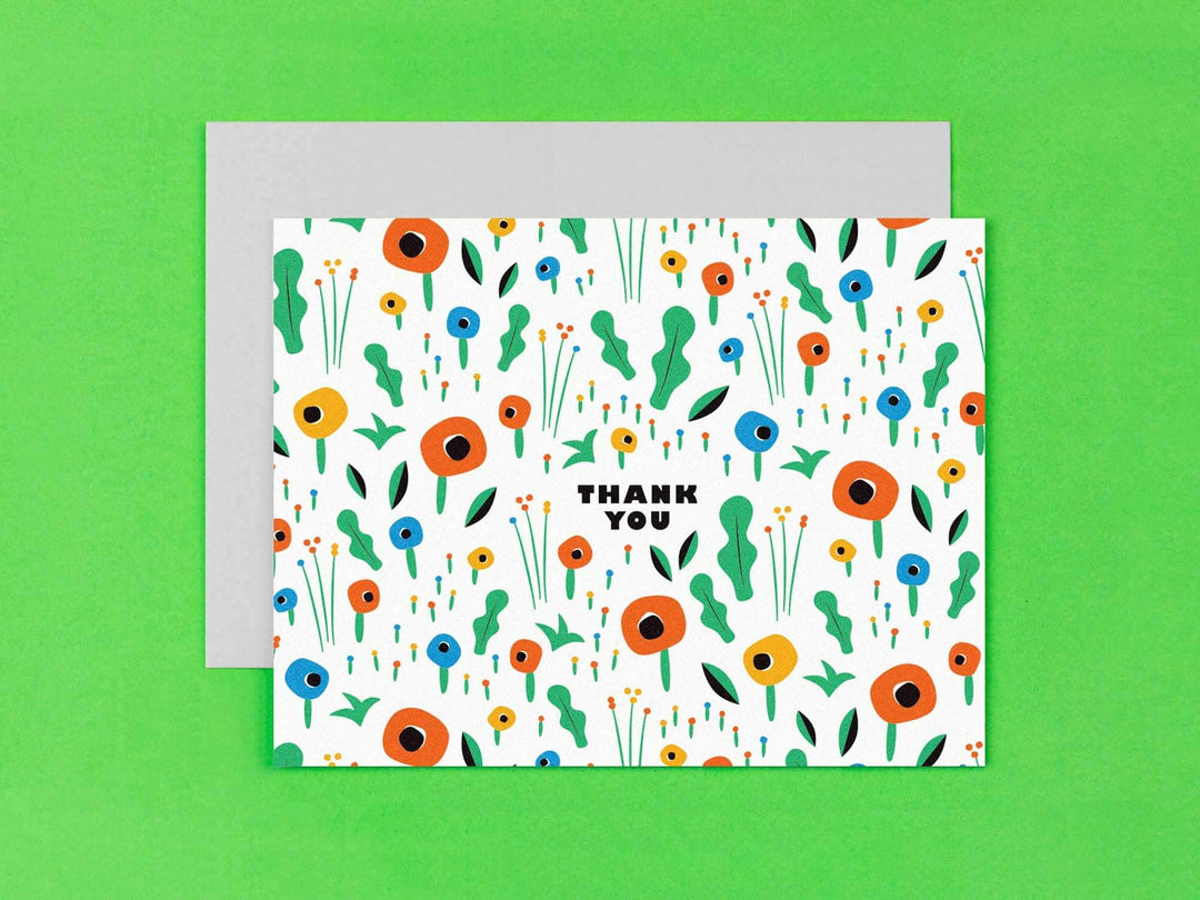 Poppy Field Floral Pattern Thank You CardCard