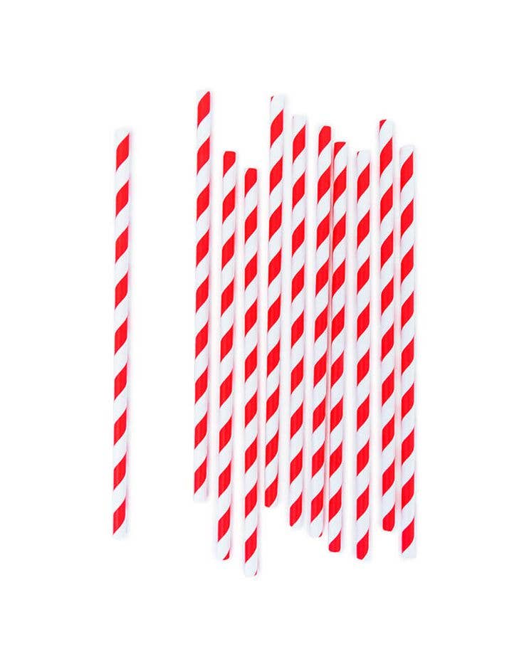 Red & White Valentine's Day Striped Straws