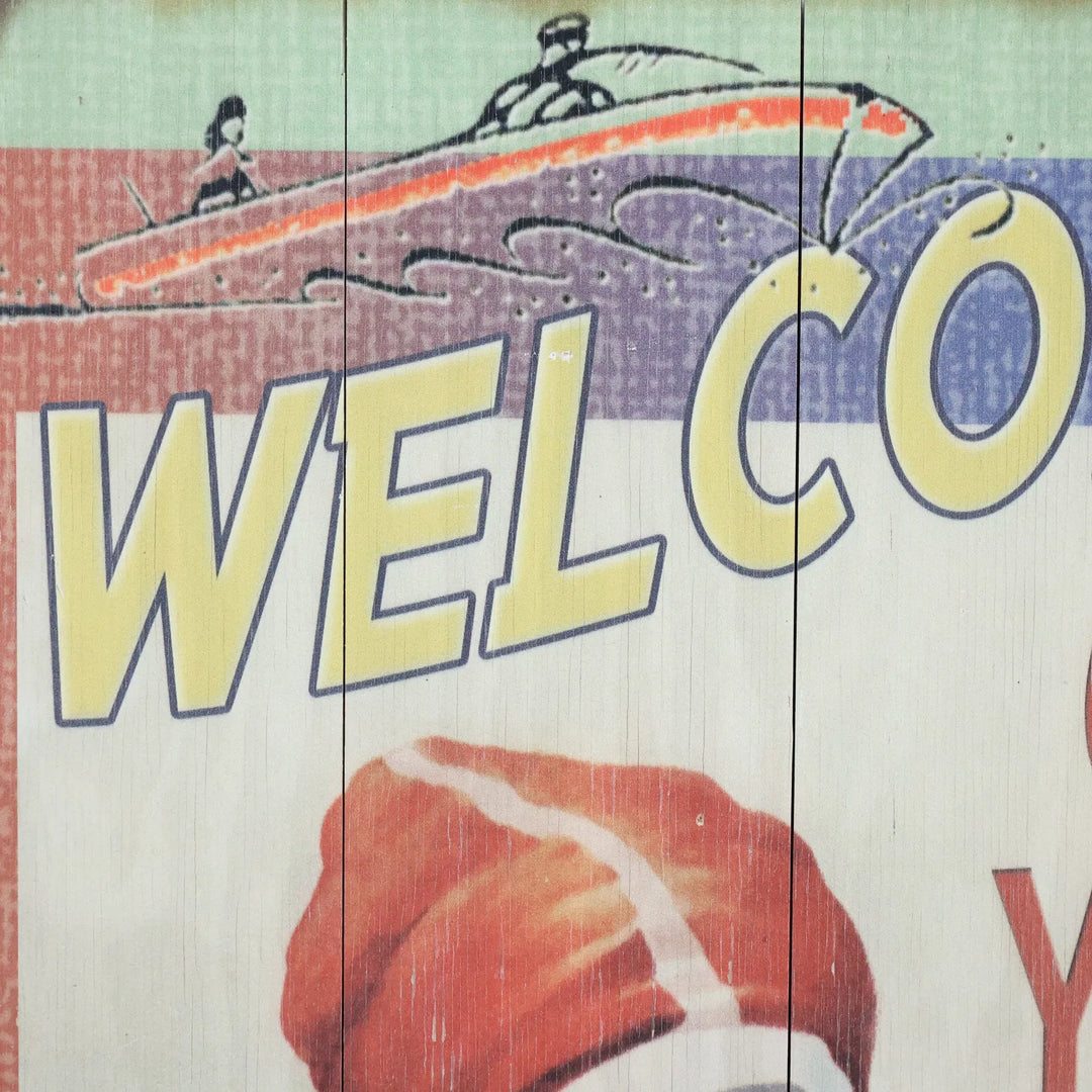 Wood Printed Sign: WELCOME MONTAUK - GET YOUR TOES WET