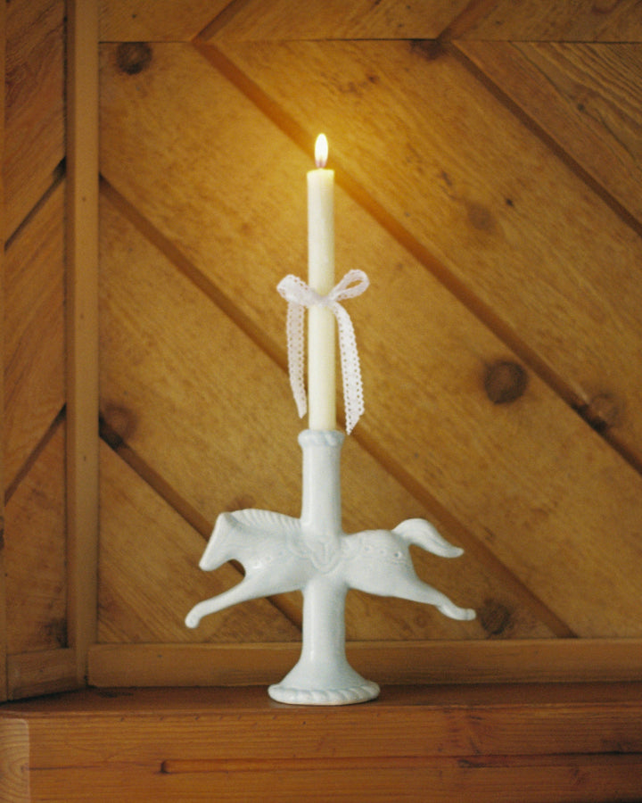 Dala Horse Candlestick Holder: Blue