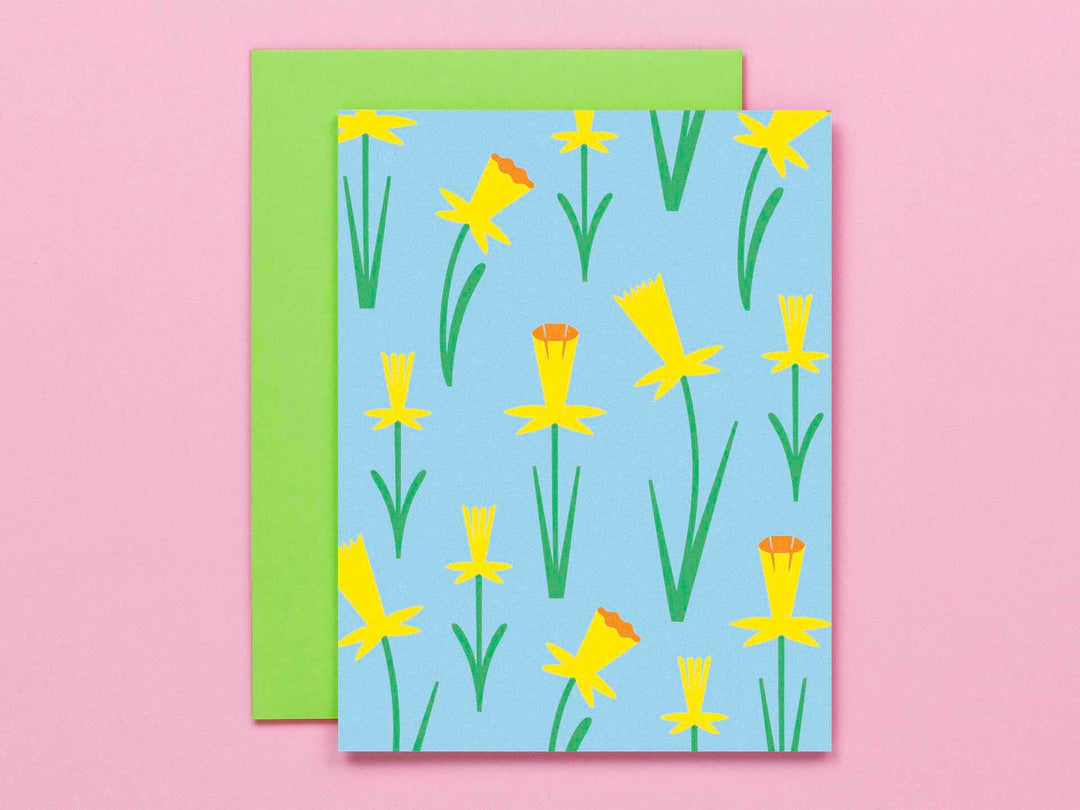 On Daffodil Pond • Floral Blank Pattern Card or Card Set