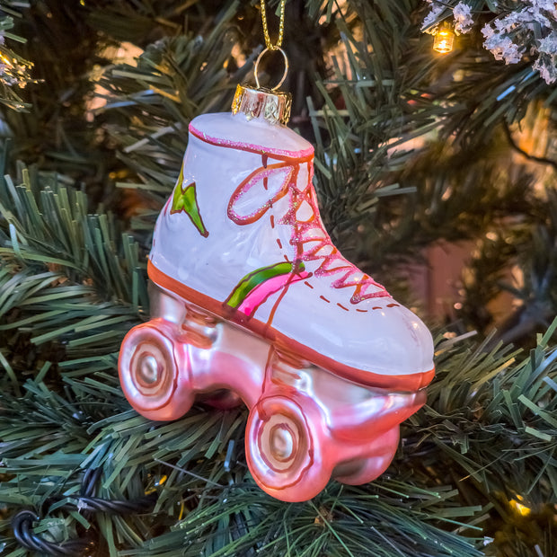 White and Pink Rollerskate Ornament