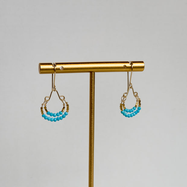 Turquoise and Gold Double Hoop Earring