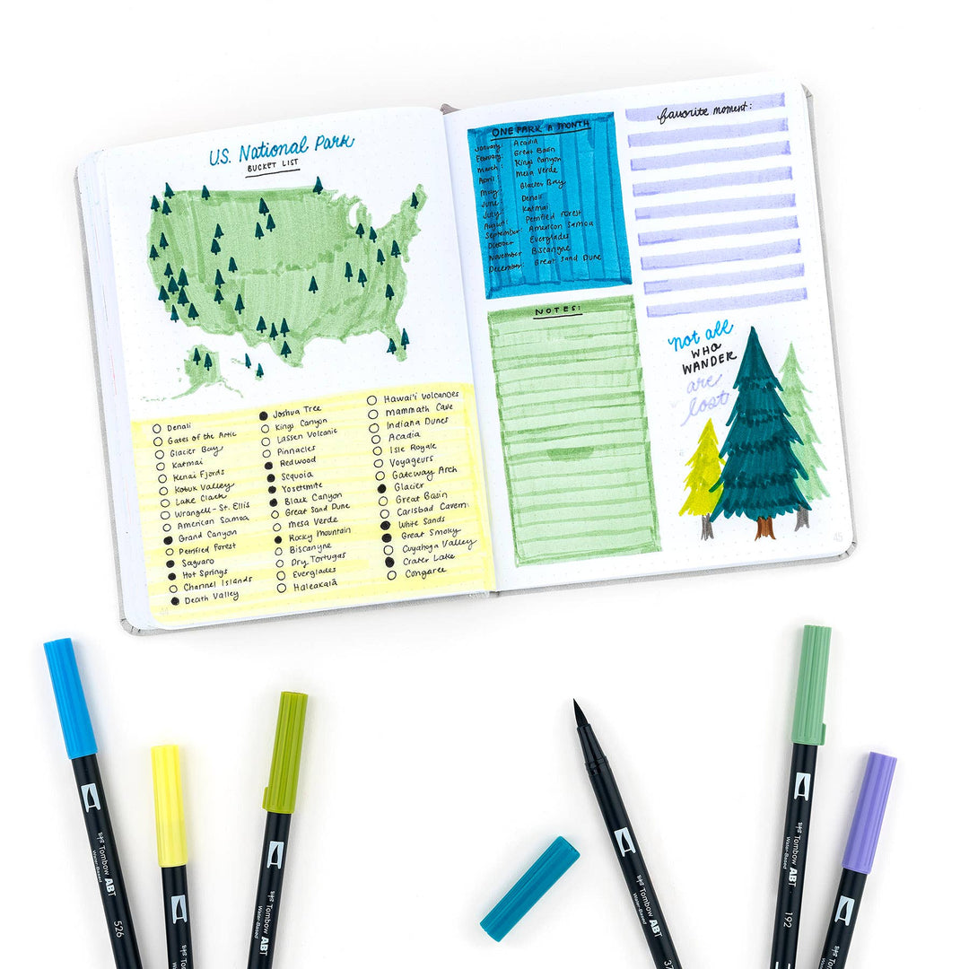Dual Brush Pen Art Markers, Landscape, 6-Pack