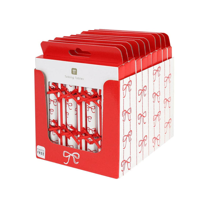 Christmas Bow Saucer Crackers 8 Pack