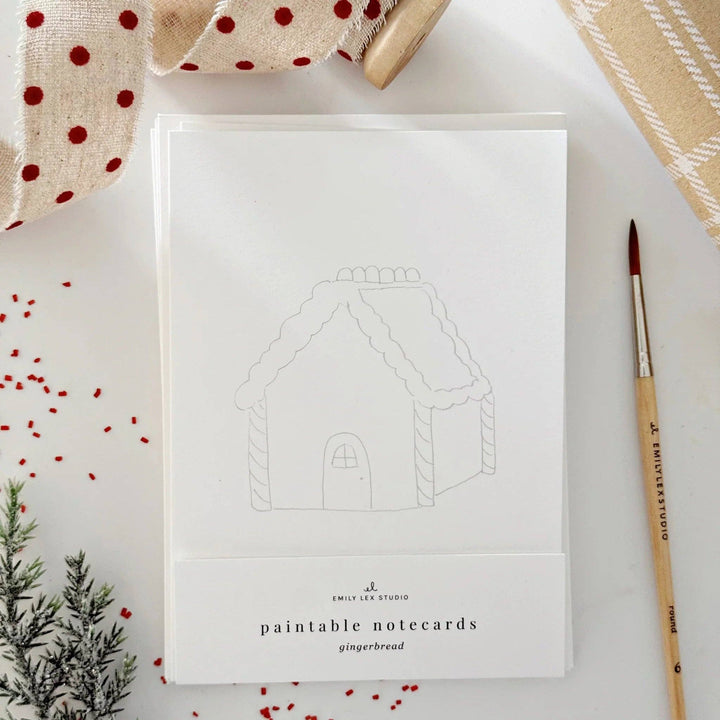 Gingerbread paintable watercolor notecard set