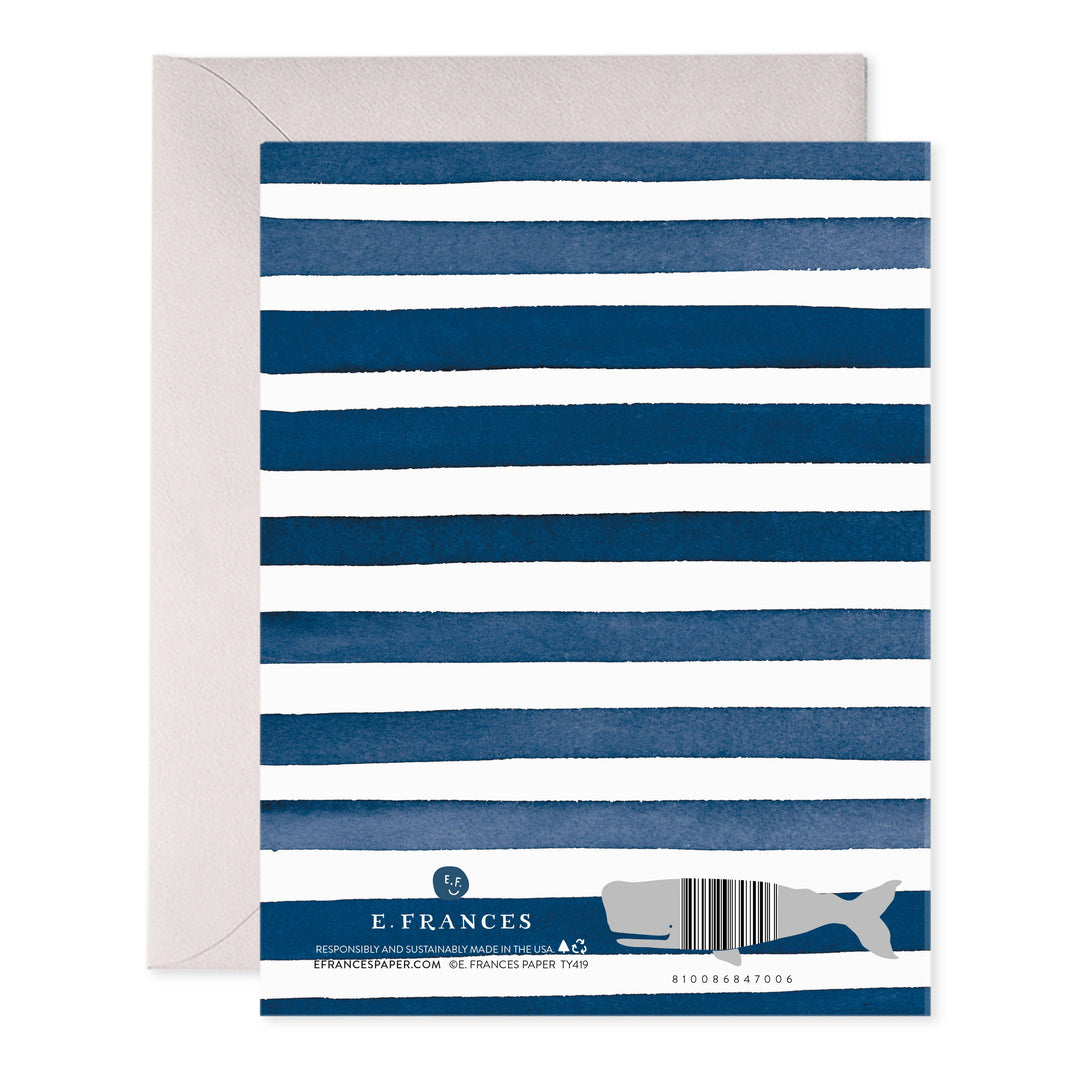 Navy Stripes Thank You Greeting Card – Classic & Elegant