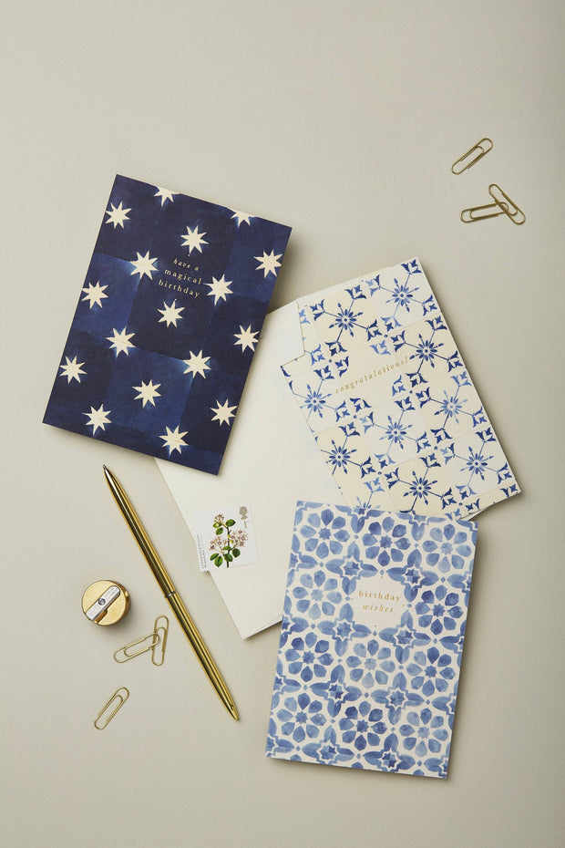 Blue Tile 'Birthday Wishes' Card
