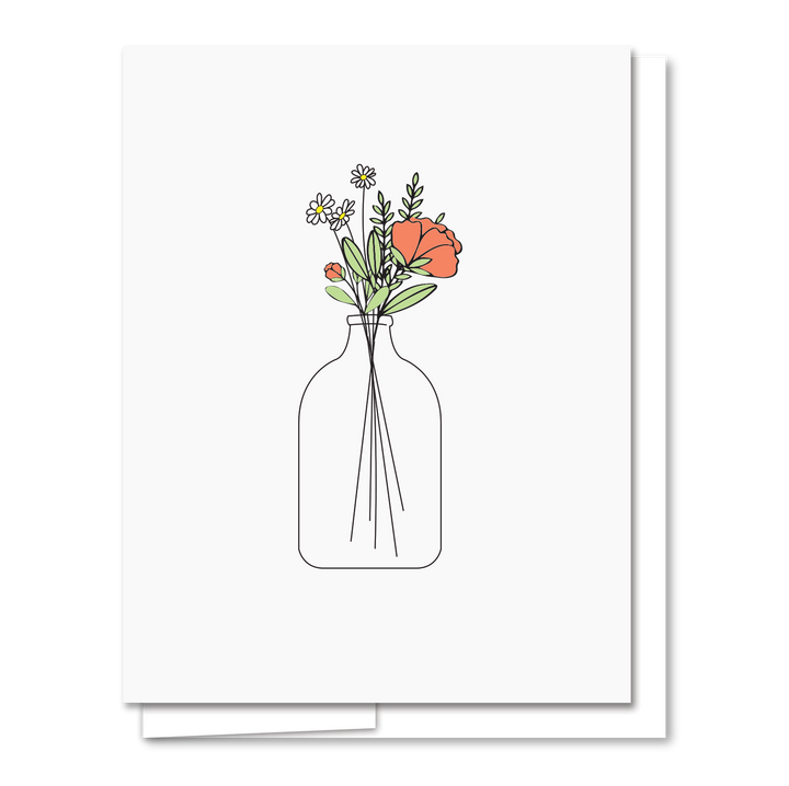 Flowers in A Vase - Letterpress Everyday Card