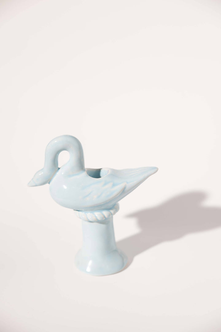 Nordic Swan Candlestick Holder | Blue