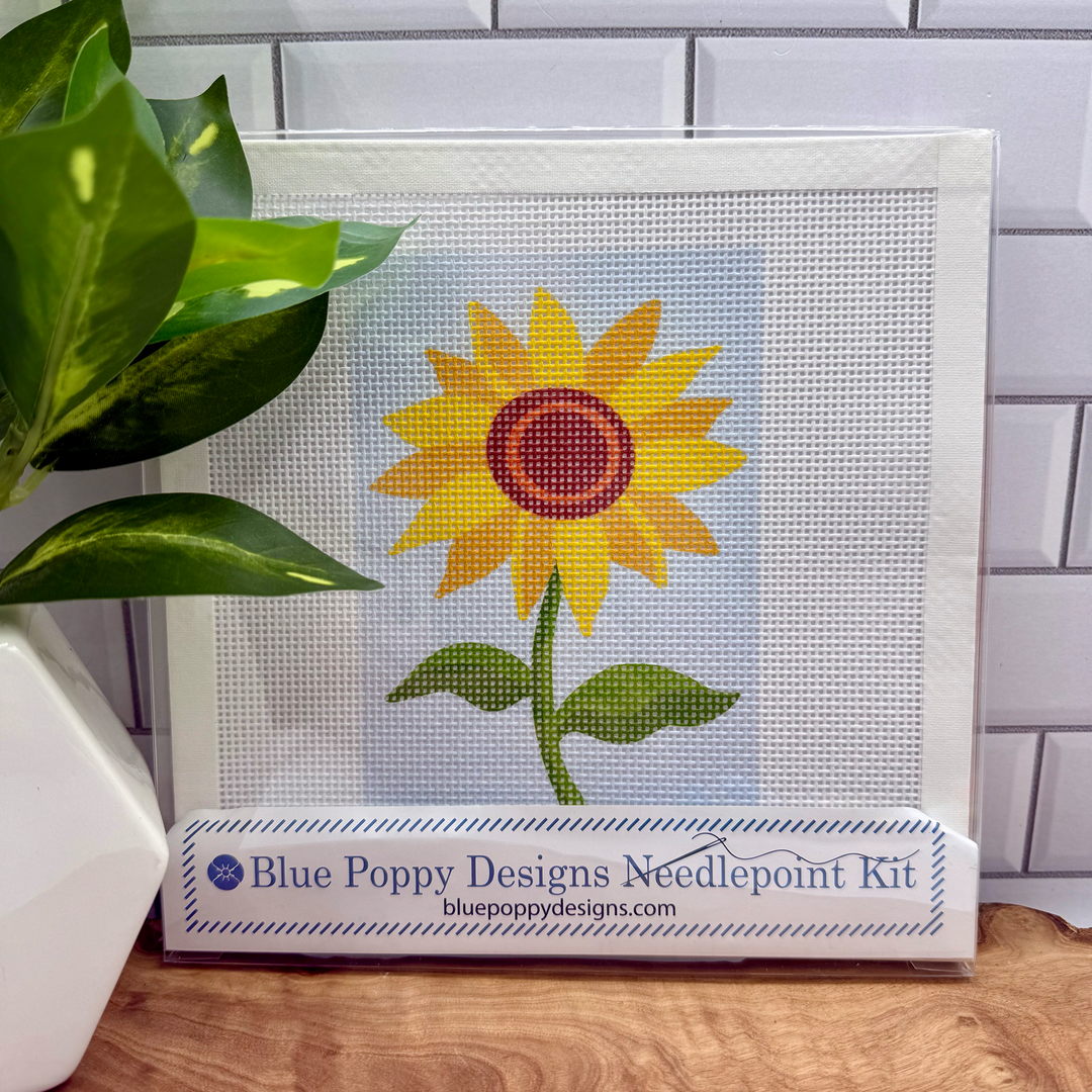 Sunflower Needlepoint Kit (on light blue)