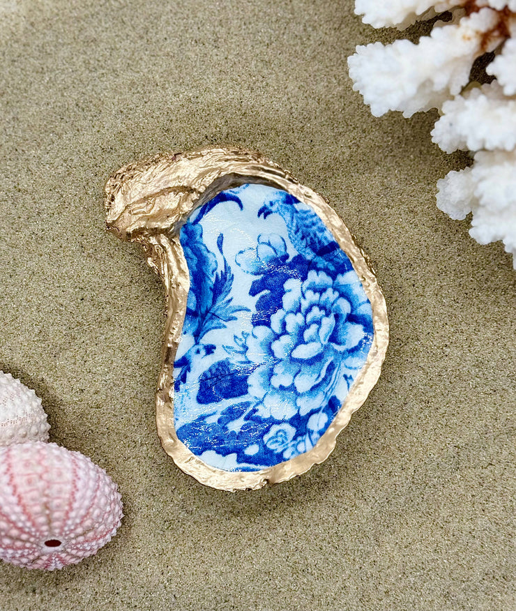 Blue Flowers Oyster Trinket Dish