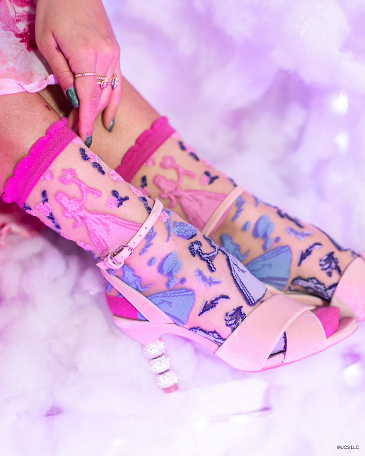 Wicked Glinda Silhouette Ruffle Sheer Crew Sock