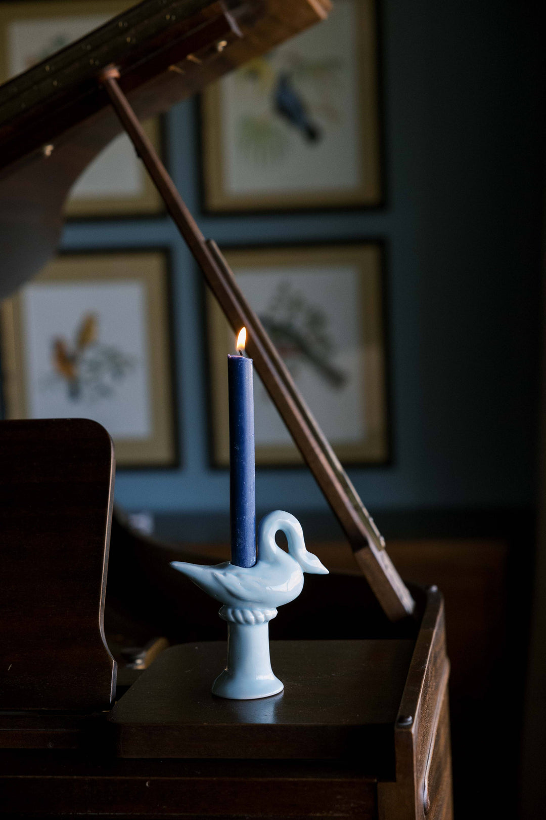 Nordic Swan Candlestick Holder | Blue