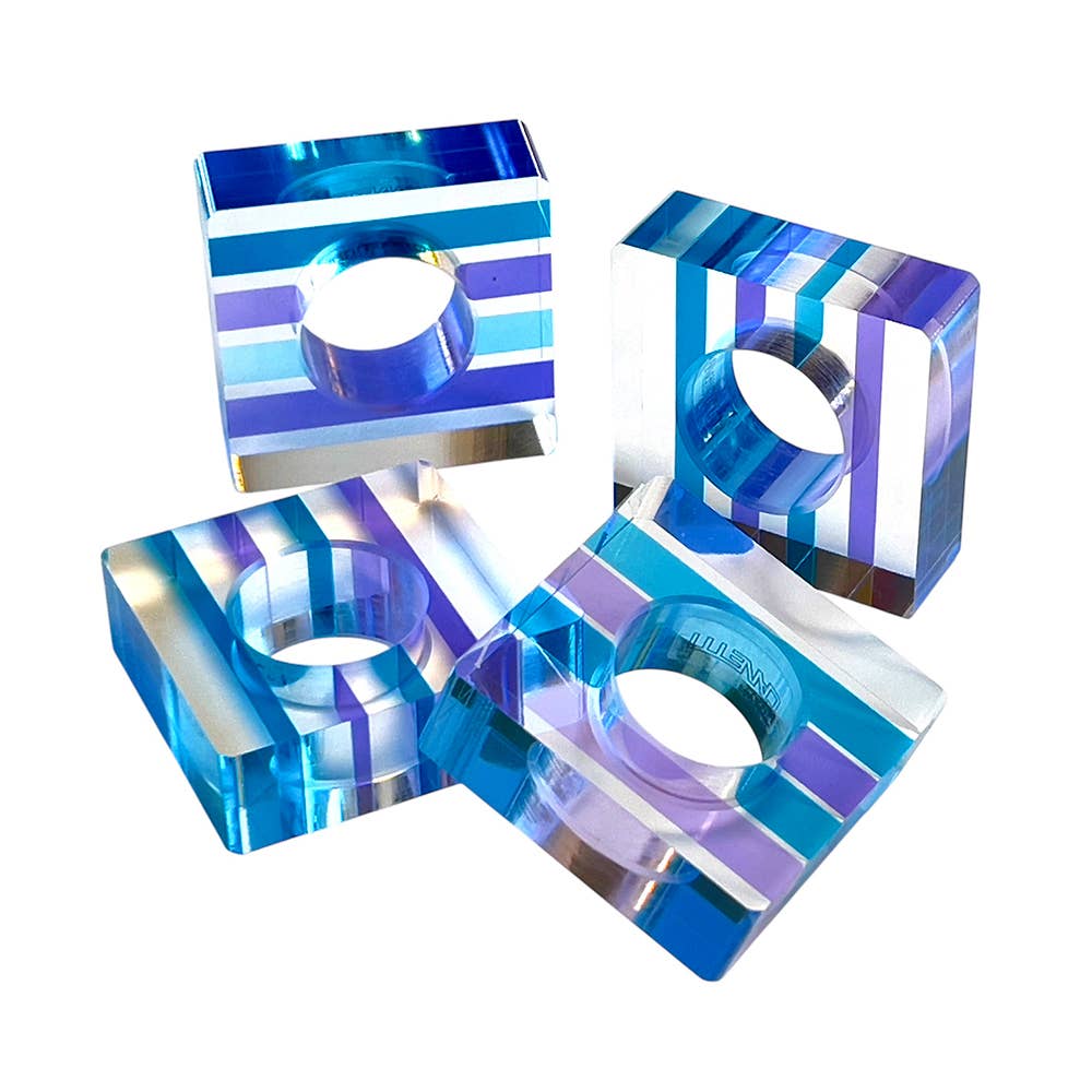 Napkin Rings - Set of 4: Blue-Green / Square