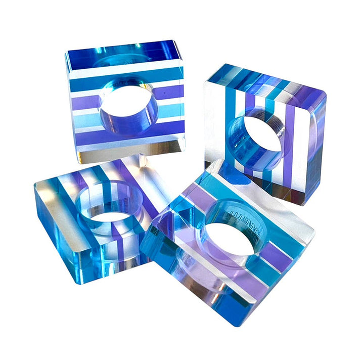 Napkin Rings - Set of 4: Blue-Green / Square