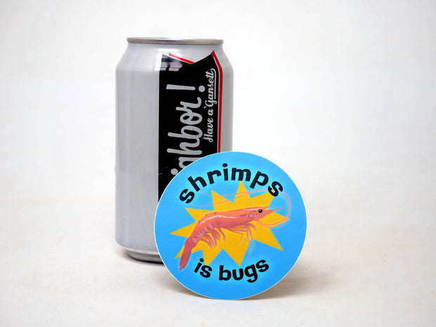 SHRIMPS IS BUGS Truther Funny Water Bottle Laptop Sticker