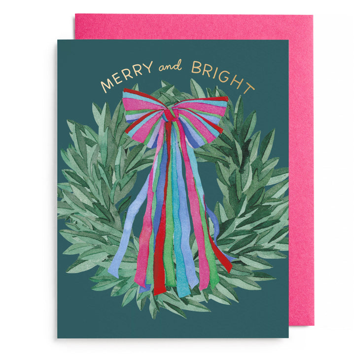 Colorful Bow Wreath Boxed Card Set, Set of 6
