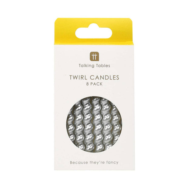 Silver Twirl Candles 8 Pack