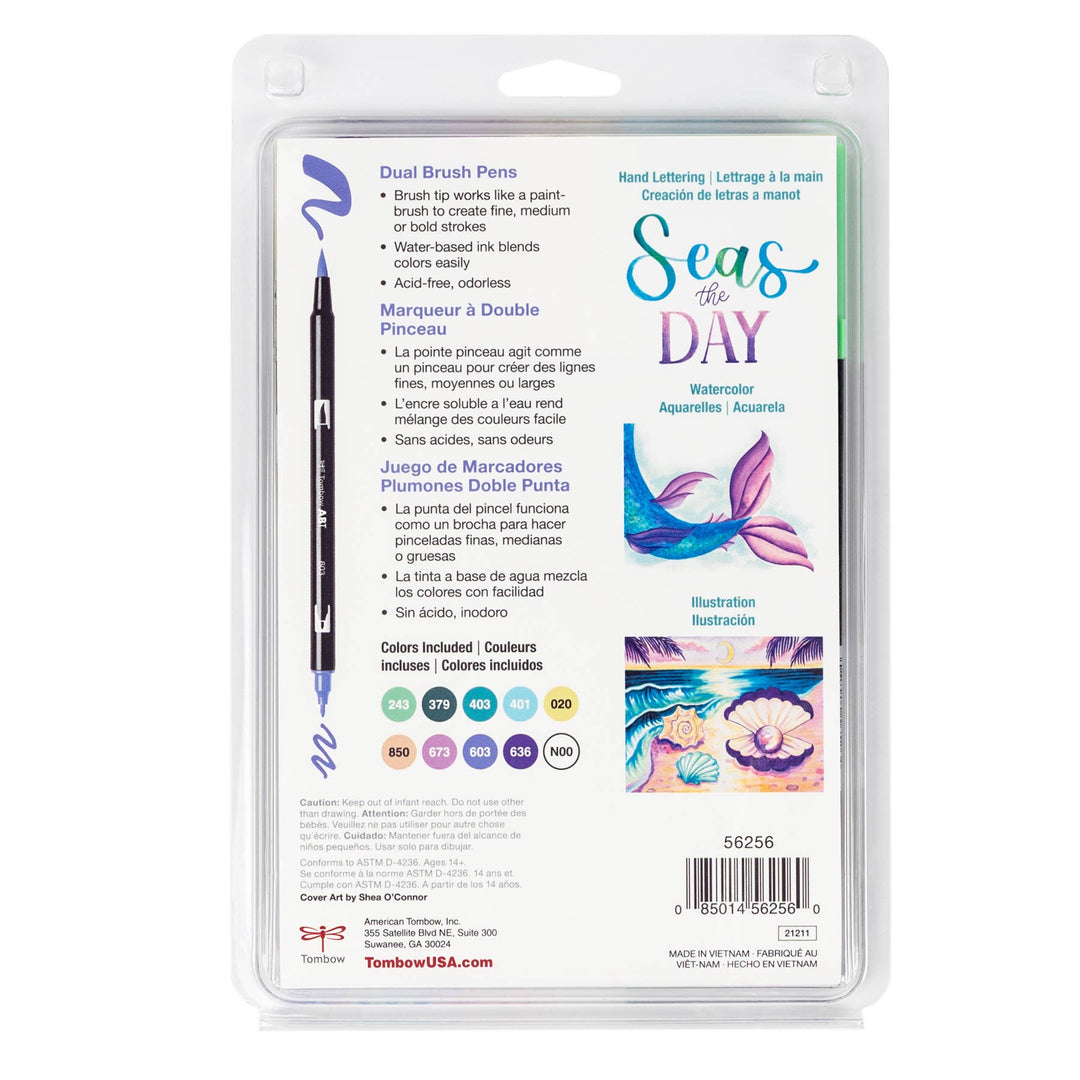Dual Brush Pen Art Markers, Mermaids 10-Pack