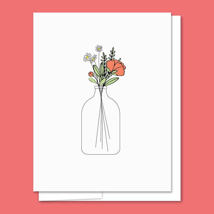 Flowers in A Vase - Letterpress Everyday Card