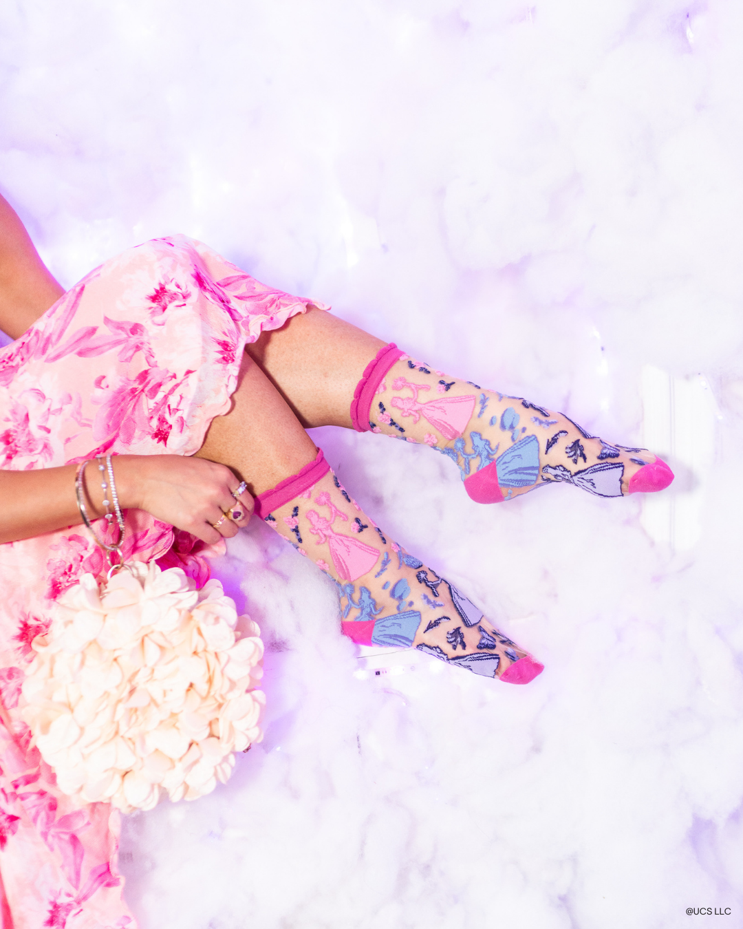 Wicked Glinda Silhouette Ruffle Sheer Crew Sock