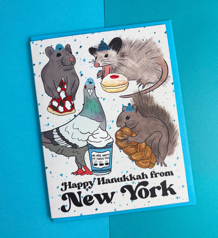 NYC Animal Hanukkah Card: Single card