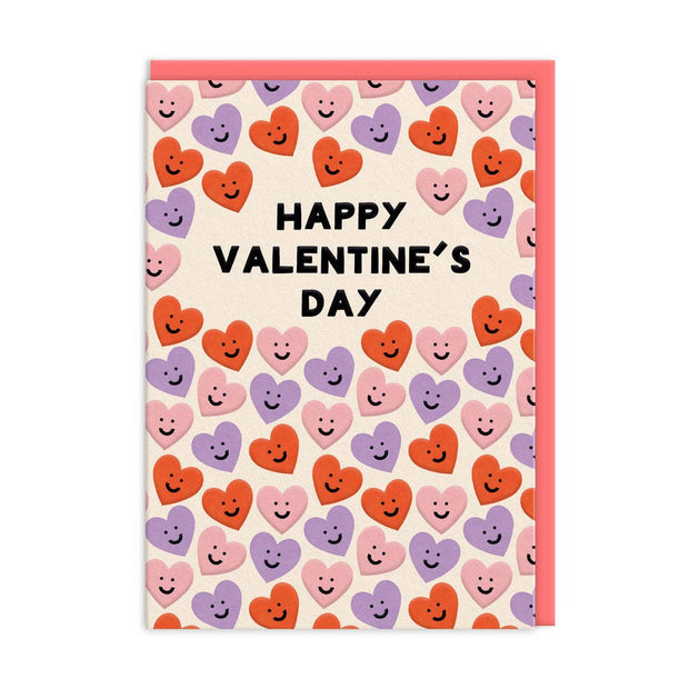 Happy Valentine's Day Heart Faces Card