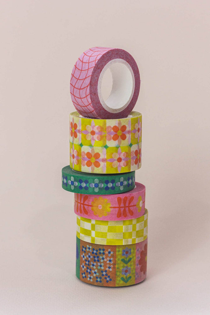 Pink wavy Grid  15mm • Wavy Grid Washi Tape
