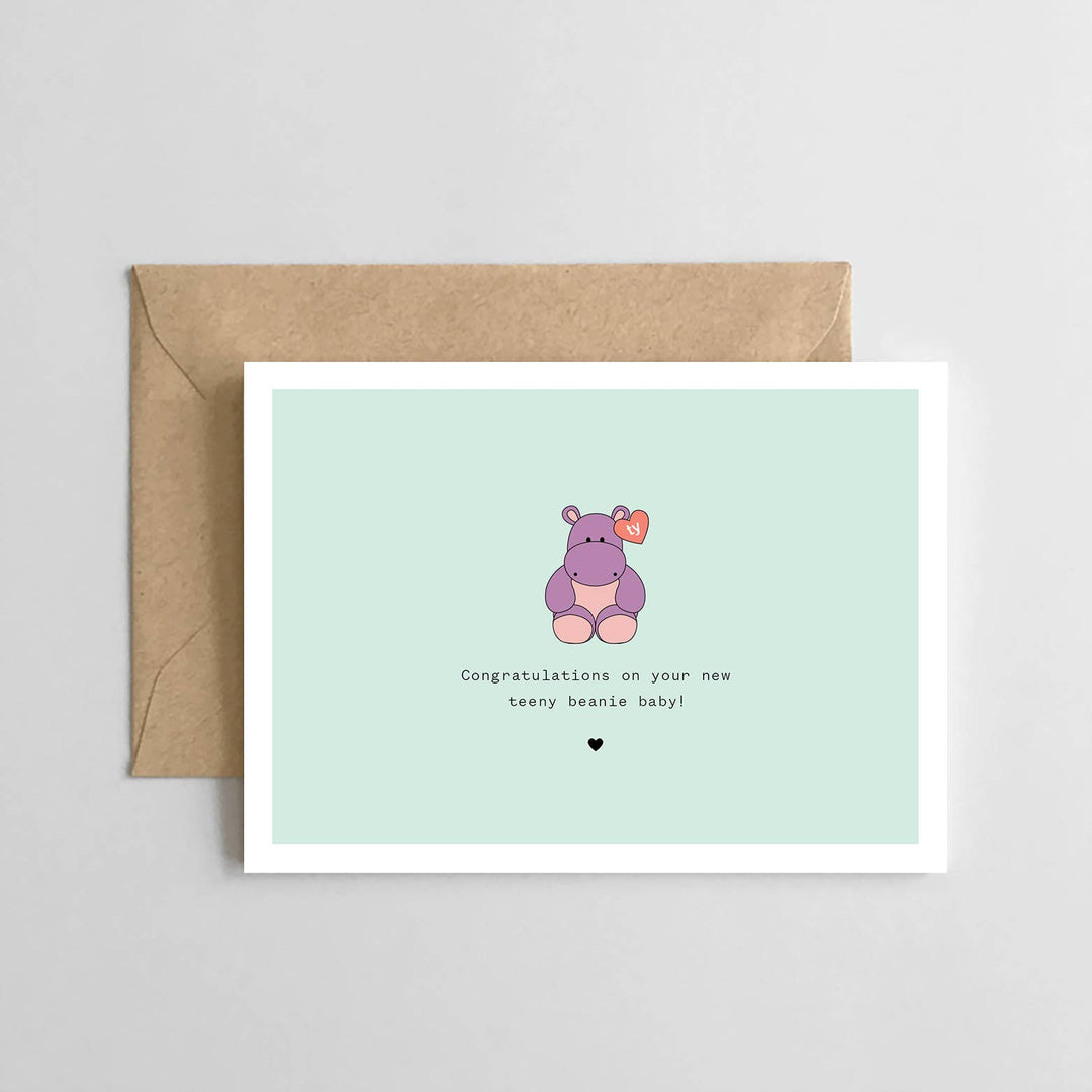Congratulations on Your New Teeny Beanie Baby Card: Hippo