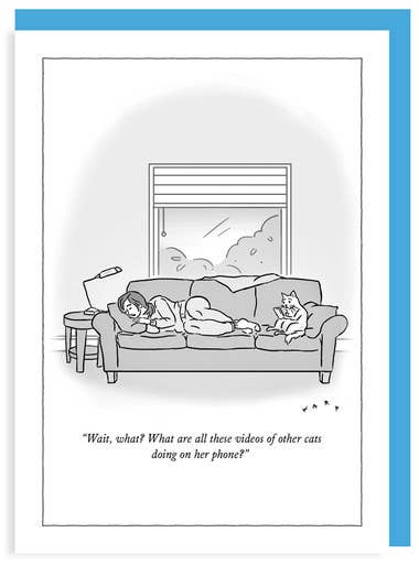CAT VIDEOS NEW YORKER CARTOON CARD