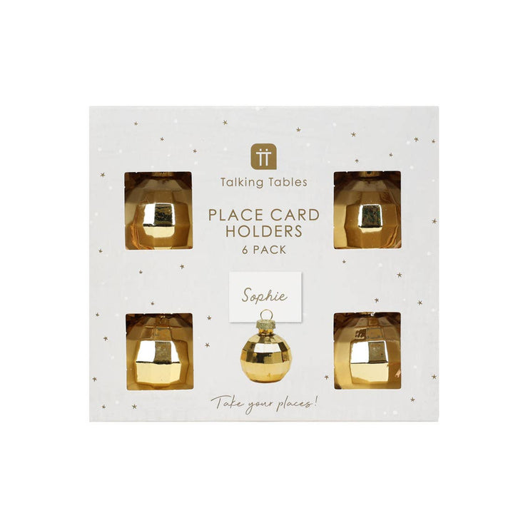 Gold Glass Disco Ball Place Card Holders