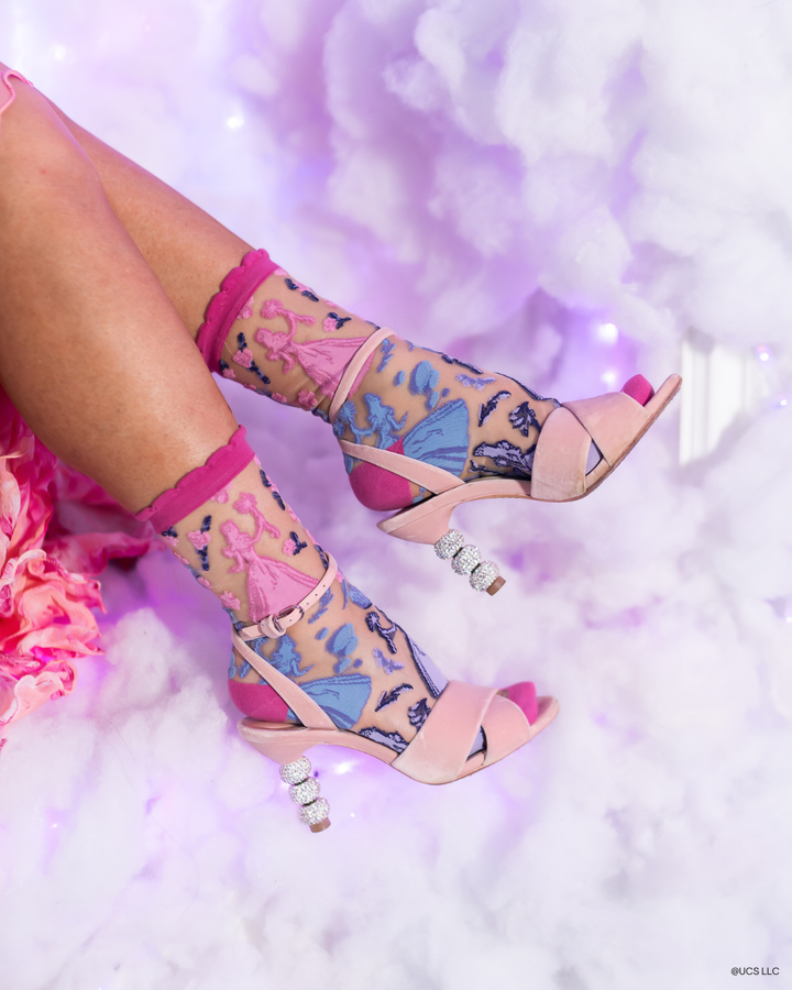 Wicked Glinda Silhouette Ruffle Sheer Crew Sock