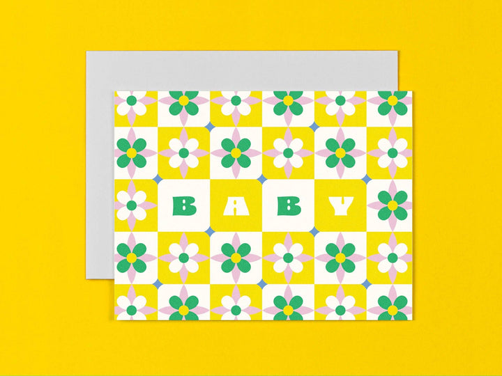 Baby Tiles • Flower Pattern New Baby Card