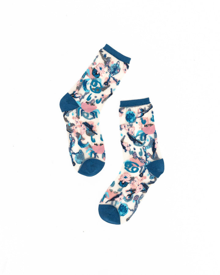 Cancer Zodiac Sheer Crew Sock