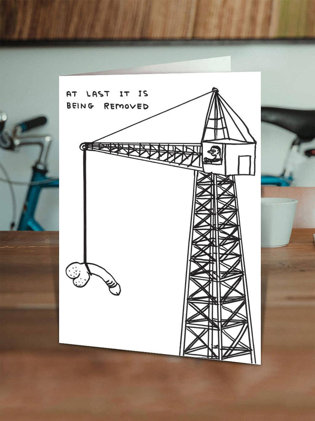 Funny David Shrigley Greetings Card - It Is Being Removed