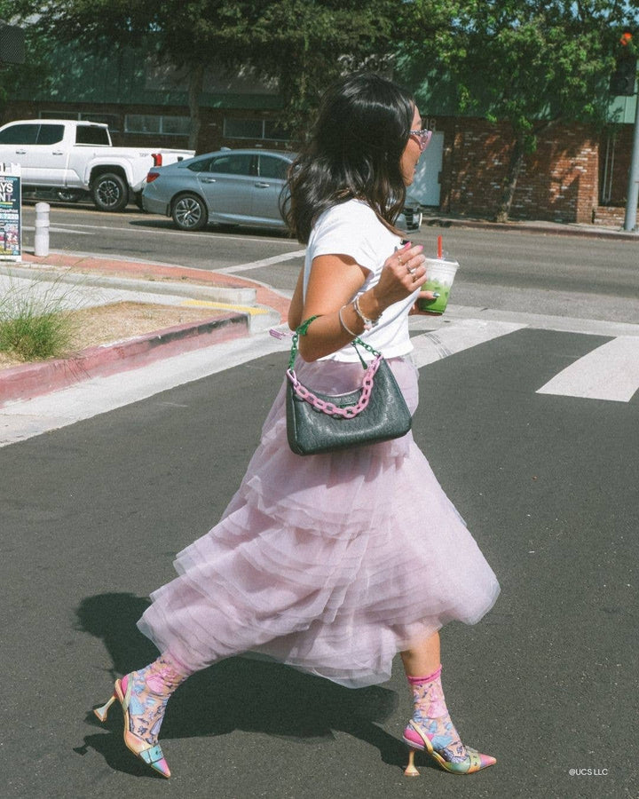 Wicked Glinda Silhouette Ruffle Sheer Crew Sock