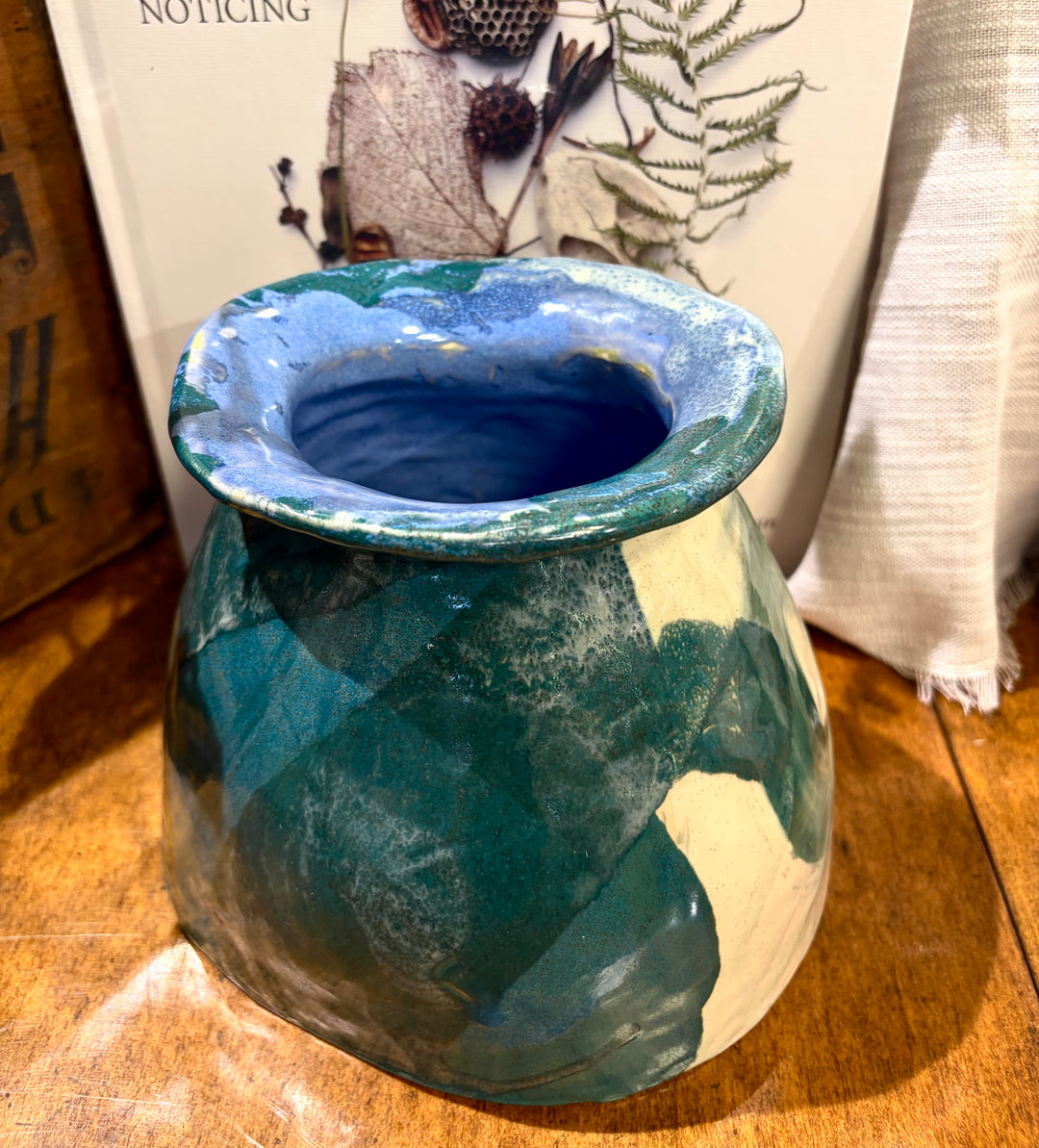 Dark Teal Abstract Vase