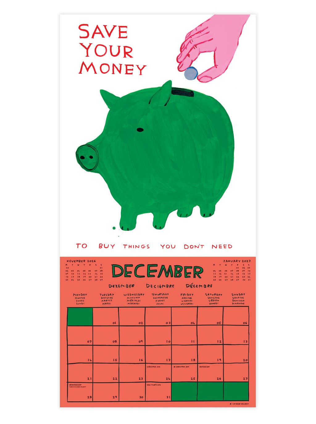 David Shrigley Official and Exclusive 2026 Wall Calendar
