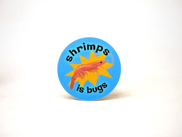 SHRIMPS IS BUGS Truther Funny Water Bottle Laptop Sticker