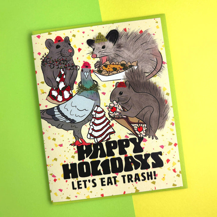 Trash Animals Holiday Card: Single card