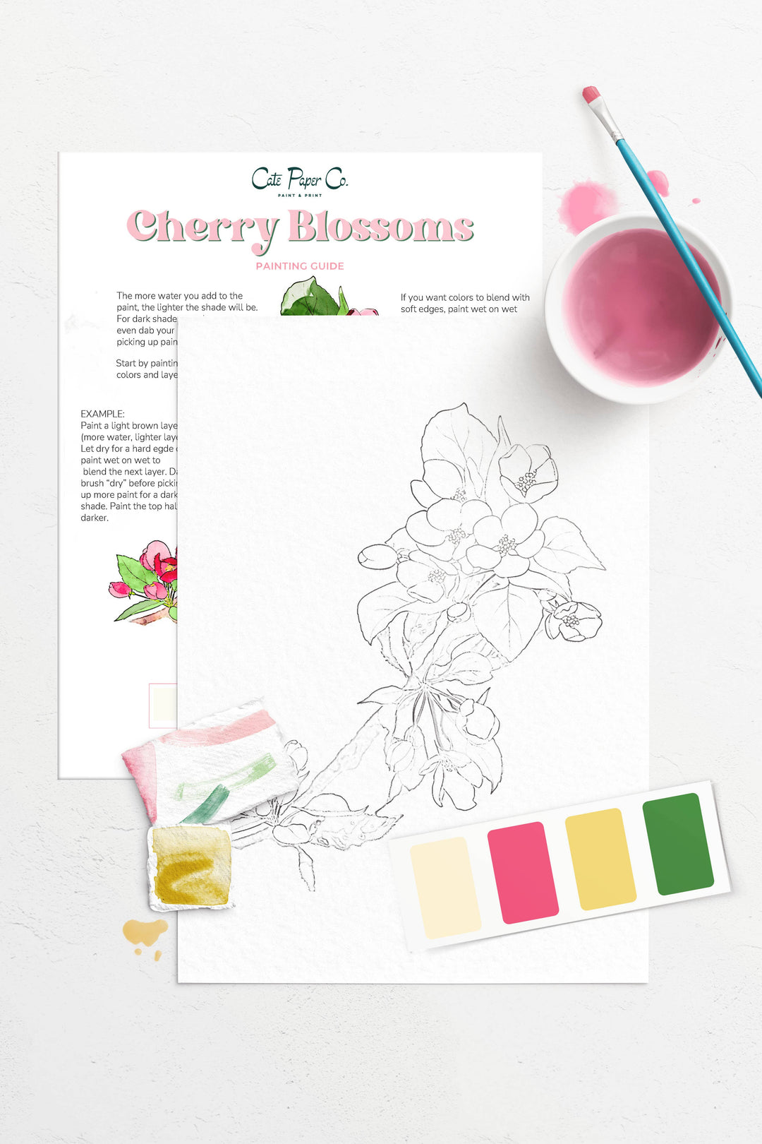 Cherry Blossoms watercolor painting kit