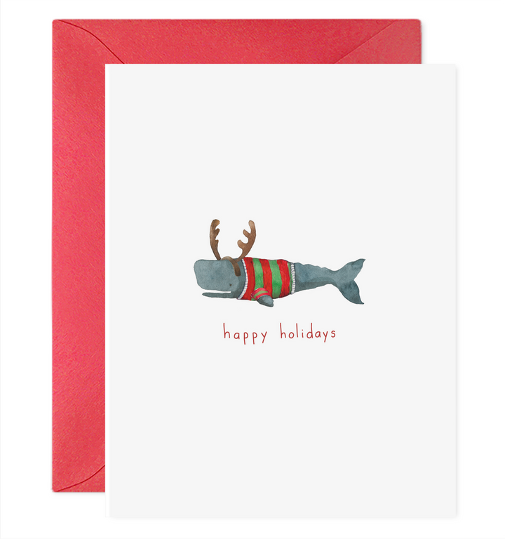 Christmas Whale Card Christmas Greeting Card